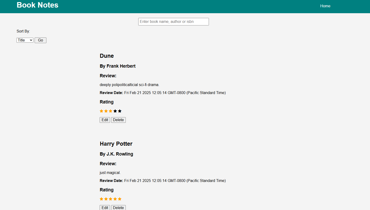Book review website.